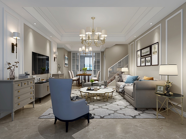 苏州和雍锦园140平米美式风格装修效果图！